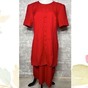 Vintage Sunshine Starshine red layered career dress A2-9
